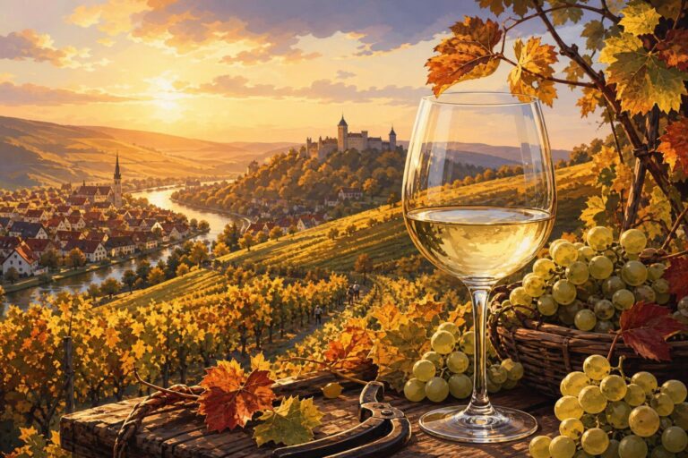 KI-generiertes Bild: new wine glass autumn harvest Württemberg – Neuer Wein